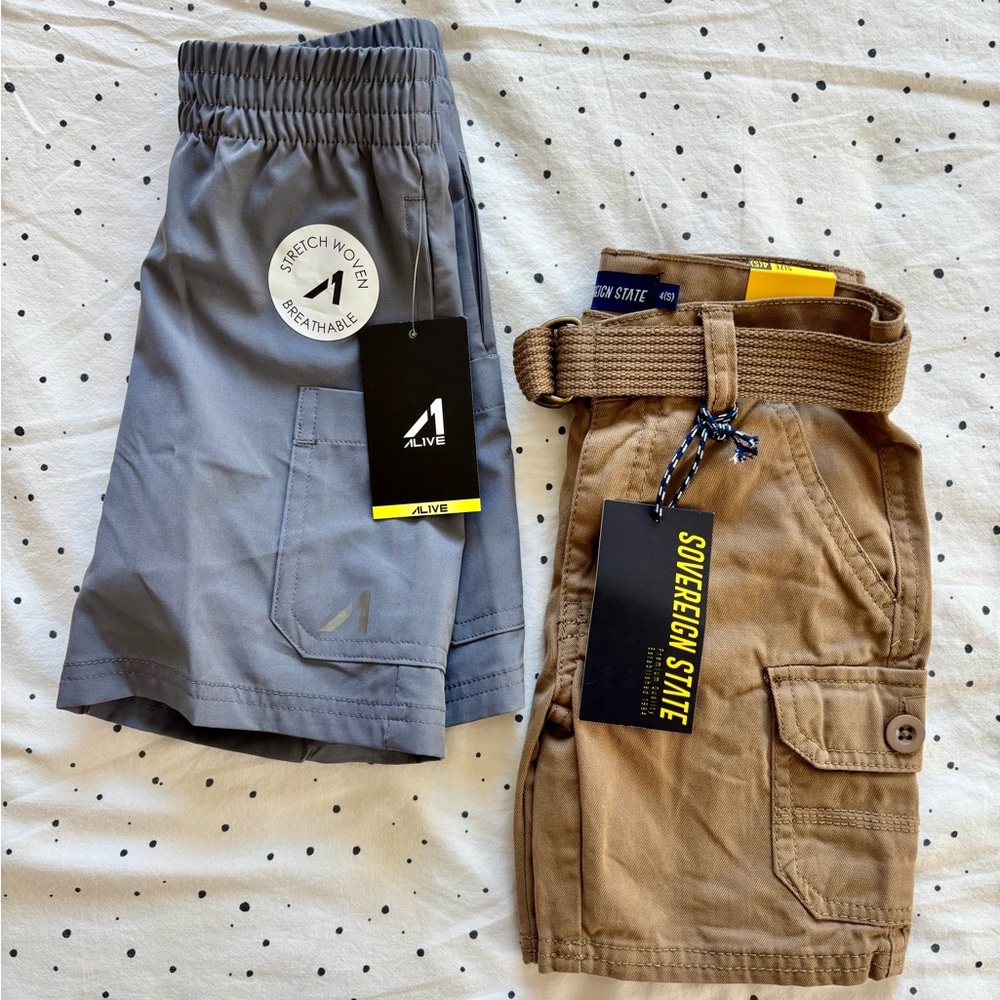 Kids Shorts Set - Gray and Tan